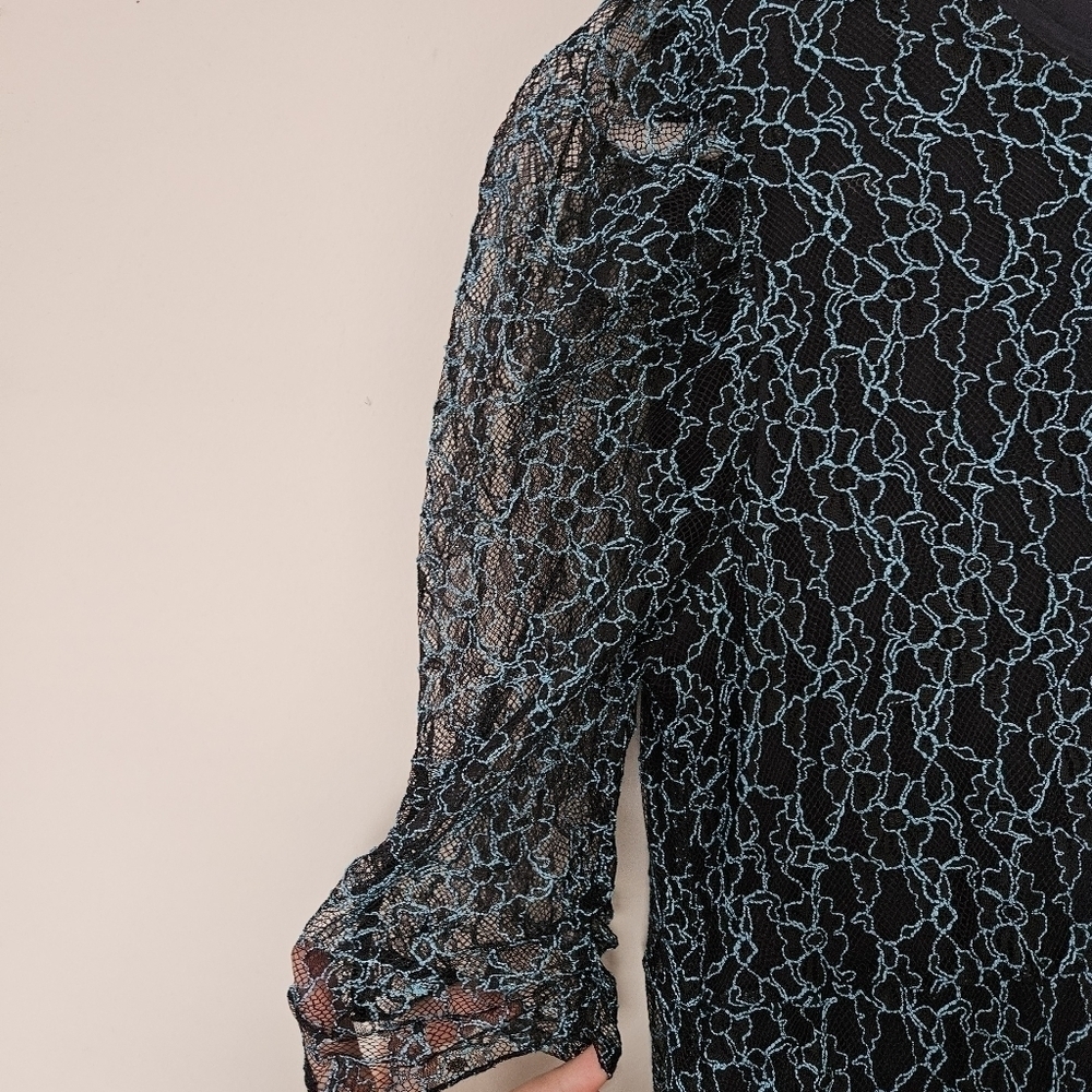 NWT See by Chloe Floral Mesh Midi Lace Blue dress size 42/ 12 - Picture 10 of 12